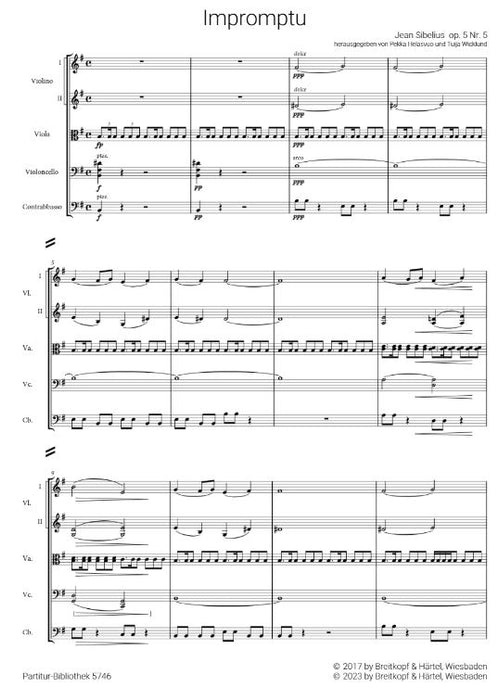 Impromptus op. 5/5, Op. 5/6 für Streichorchester op. 5/5, Op. 5/6