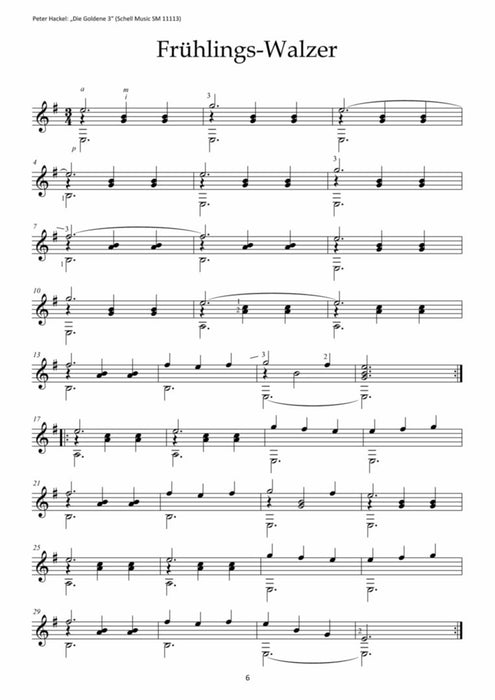 Die Goldene 2 Spielstücke für Gitarre im Walzertakt