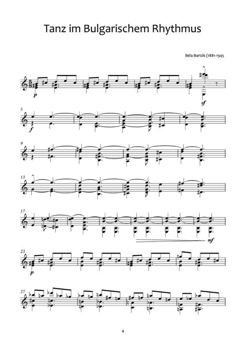 Béla Bartók für Gitarre Solo
