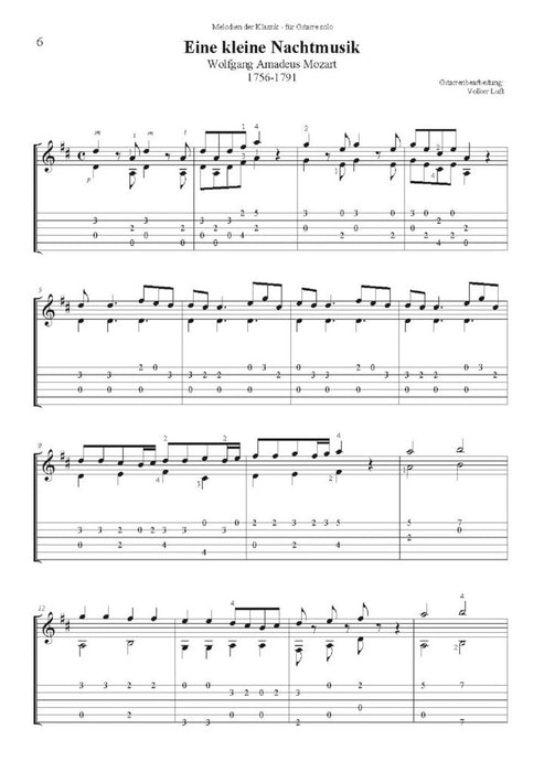 Melodien der Klassik für Gitarre solo