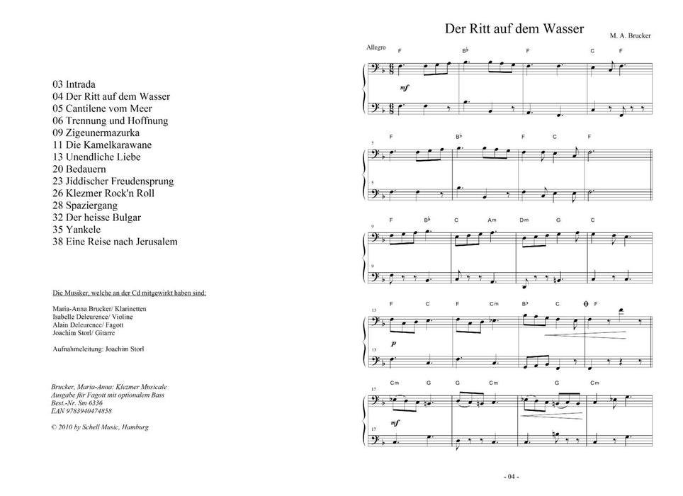 Klezmer Musicale für Fagott mit optionalem Bass