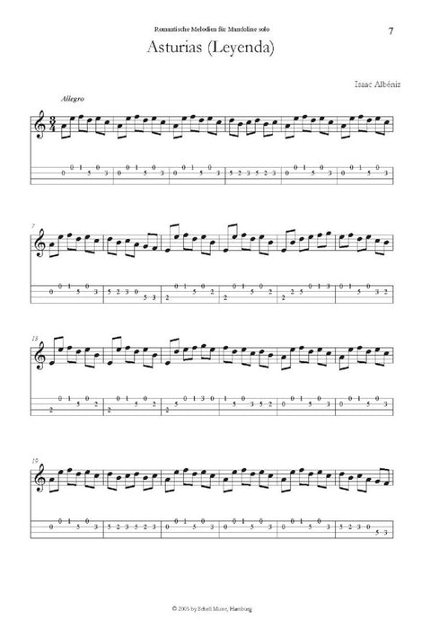 Romantische Melodien für Mandoline Solo