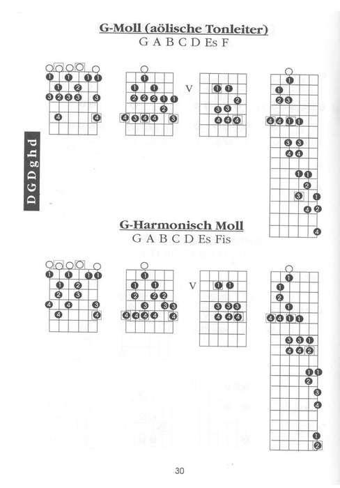 Open Tuning Chordbook Mit Akkorden, Skales und Intervallen in 5 Open Tunings