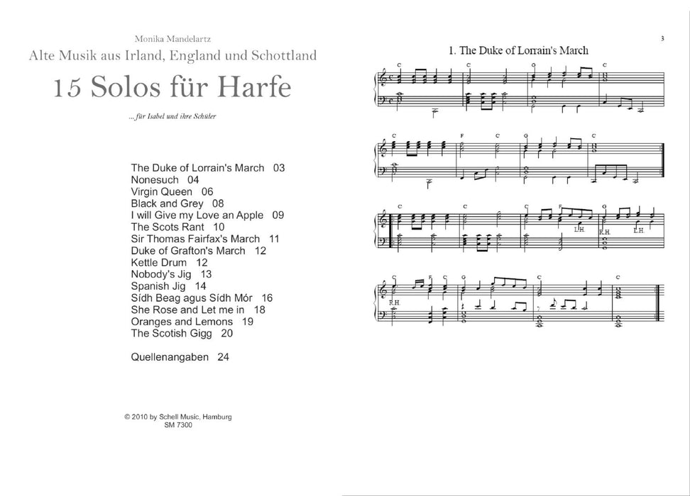 15 Solos für Harfe 1 Vol. 1 Alte Musik aus Irland, England und Schottland Vol. 1