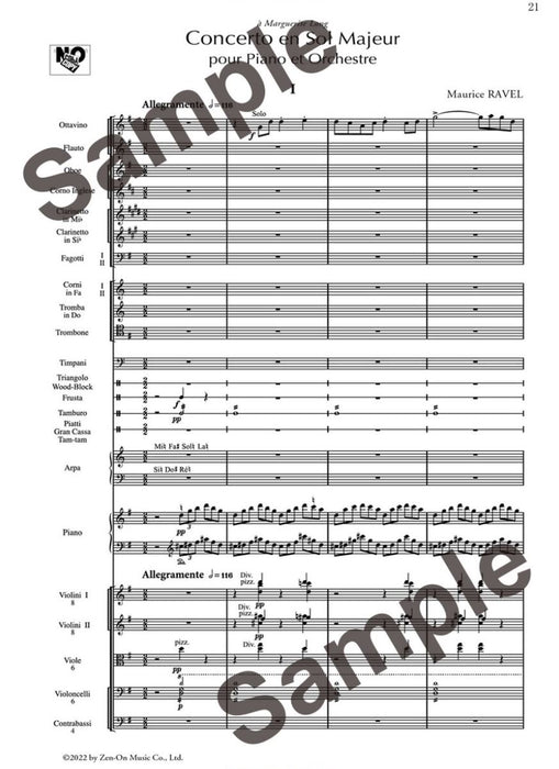 Concerto En Sol Majeur Pour Piano et Orchestre G major