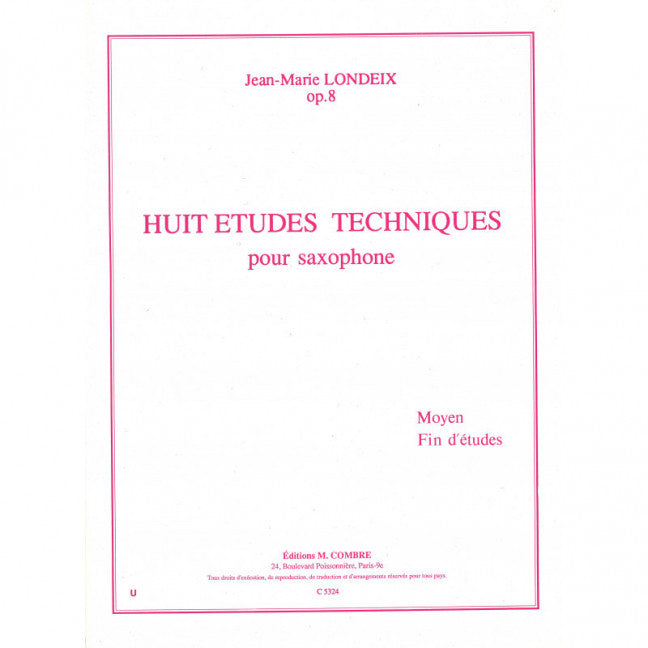 Huit Etudes Techniques Op. 8 pour saxophone Op. 8
