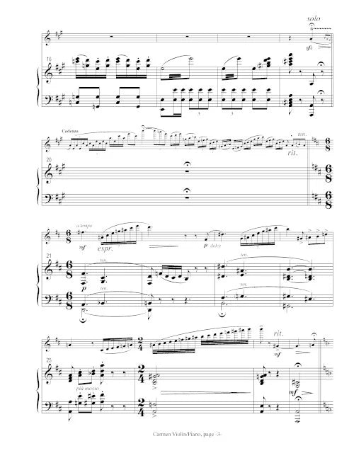 Franz Waxman: Carmen Fantasie - reduction for flute and piano