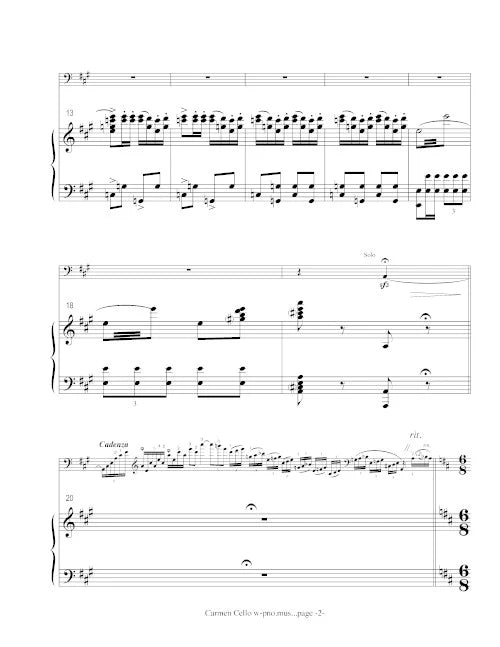 Franz Waxman: Carmen Fantasie - reduction for cello and piano