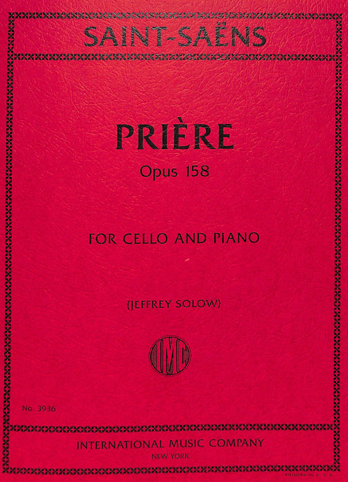 Priere Op.158 for Cello and Piano