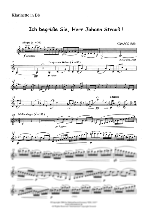 Ich begrüsse Sie Herr J. Strauß! for Clarinet and Piano