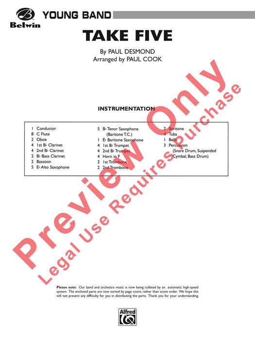 Take Five 總譜 | 小雅音樂 Hsiaoya Music