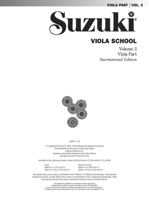 Suzuki Viola School, Volume 3 International Edition 中提琴 | 小雅音樂 Hsiaoya Music