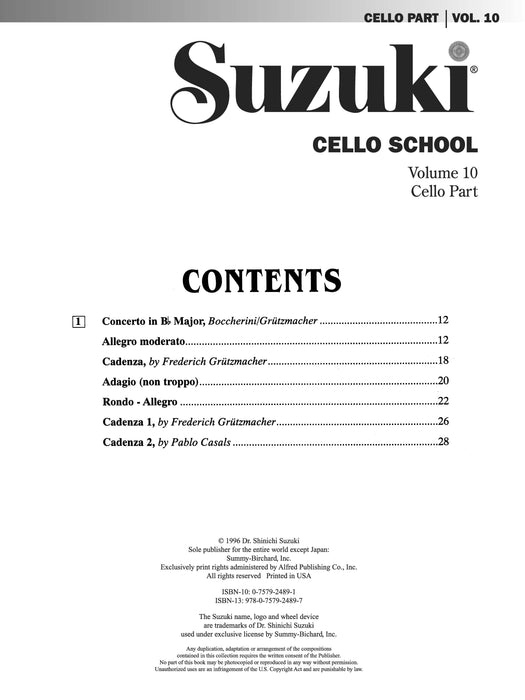 Suzuki Cello School, Volume 10 International Edition 大提琴 | 小雅音樂 Hsiaoya Music