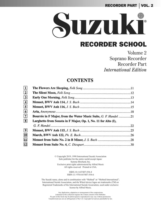 Suzuki Recorder School (Soprano Recorder) Recorder Part, Volume 2 | 小雅音樂 Hsiaoya Music
