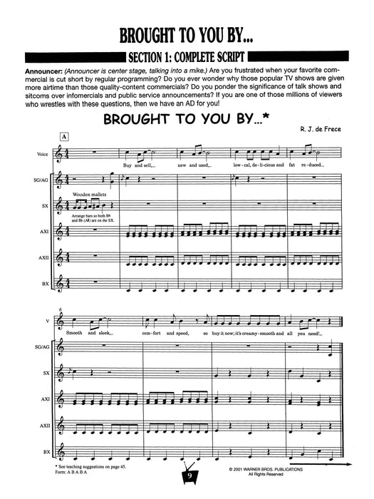 Brought to You By . . . A Commercial Revue A Comedic Musical with Orff Ensemble Accompaniment 奧福 伴奏 | 小雅音樂 Hsiaoya Music