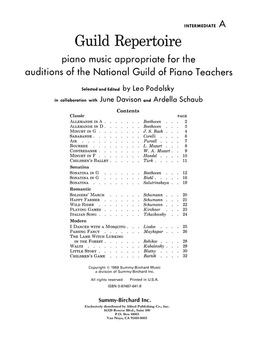 Guild Repertoire: Piano Music Appropriate for the Auditions of the National Guild of Piano Teachers, Intermediate A 鋼琴 | 小雅音樂 Hsiaoya Music
