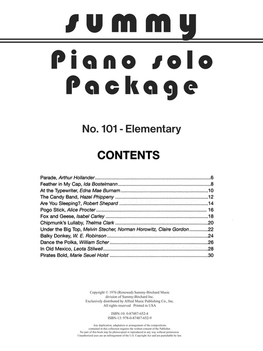 Summy Solo Piano Package, No. 101 獨奏 鋼琴 | 小雅音樂 Hsiaoya Music