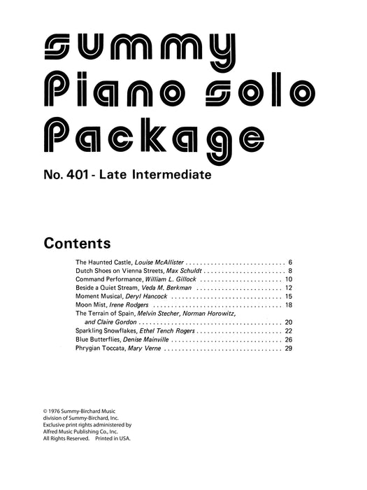 Summy Solo Piano Package, No. 401 獨奏 鋼琴 | 小雅音樂 Hsiaoya Music
