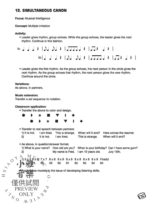 Sound Ideas Activities for the Percussion Circle 擊樂器 | 小雅音樂 Hsiaoya Music