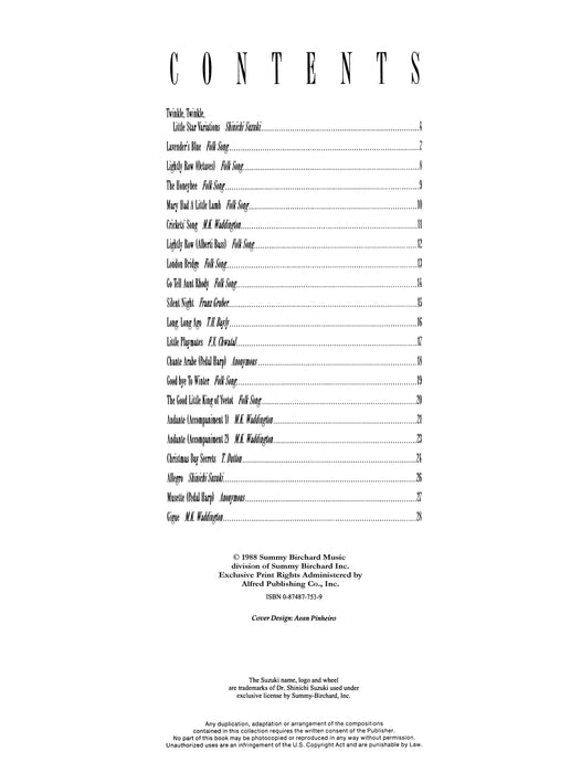 Suzuki Harp Ensemble Music, Volume 1 Second Harp Accompaniments 豎琴 豎琴伴奏 | 小雅音樂 Hsiaoya Music