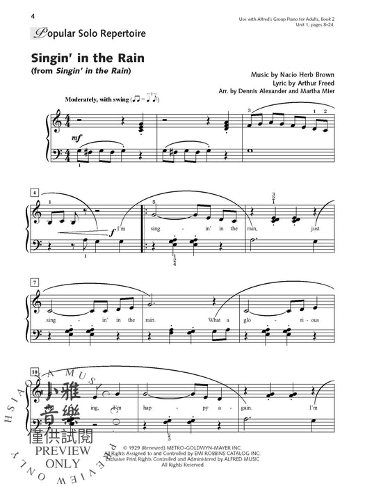 Alfred's Group Piano for Adults: Popular Music Books 1 & 2 Solo Repertoire and Lead Sheets from Movies, TV, Radio, and Stage 鋼琴 獨奏 | 小雅音樂 Hsiaoya Music