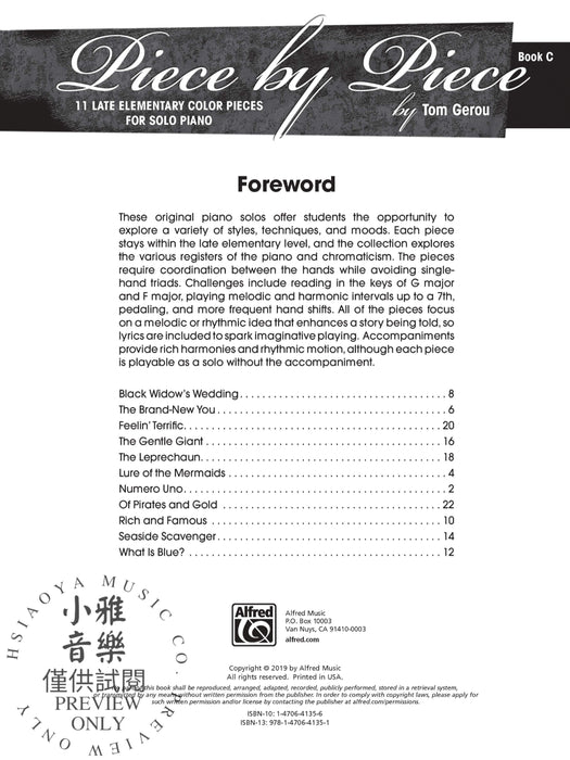 Piece by Piece A-C (Value Pack) Early Elementary, Elementary, and Late Elementary Color Pieces for Solo Piano 小品 獨奏 鋼琴 | 小雅音樂 Hsiaoya Music