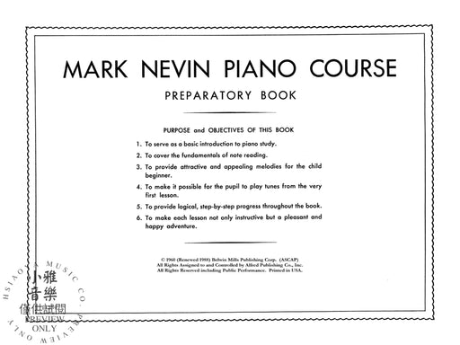 Mark Nevin Piano Course, Preparatory Book Piano Study Through Melody and Musicianship 鋼琴 旋律 | 小雅音樂 Hsiaoya Music
