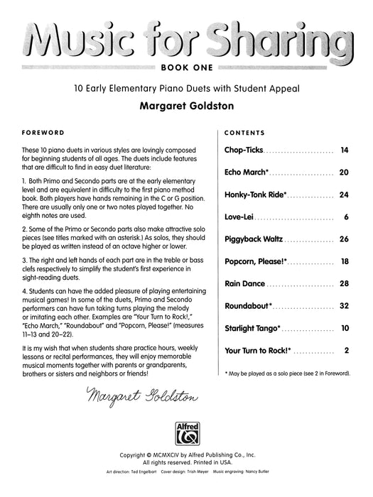 Music for Sharing, Book 1 10 Early Elementary Piano Duets with Student Appeal 鋼琴 二重奏 | 小雅音樂 Hsiaoya Music