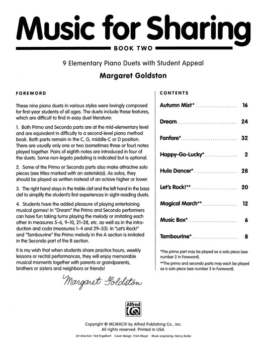 Music for Sharing, Book 2 9 Elementary Piano Duets with Student Appeal 鋼琴 二重奏 | 小雅音樂 Hsiaoya Music