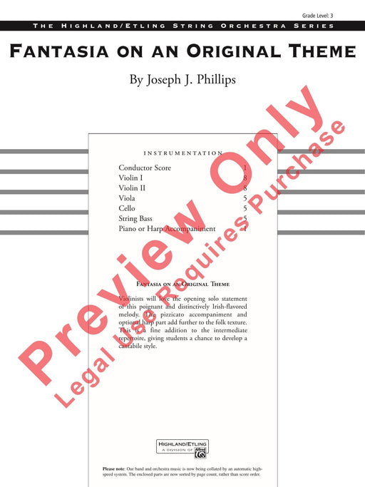 Fantasia on an Original Theme 幻想曲 主題 總譜 | 小雅音樂 Hsiaoya Music