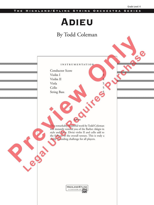 Adieu 總譜 | 小雅音樂 Hsiaoya Music