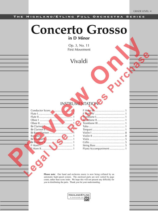 Concerto Grosso in D Minor 韋瓦第 大協奏曲 總譜 | 小雅音樂 Hsiaoya Music