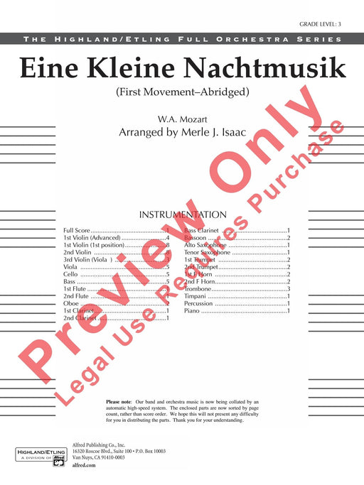 Eine Kleine Nachtmusik (First Movement -- Abridged) 莫札特 弦樂小夜曲樂章 總譜 | 小雅音樂 Hsiaoya Music