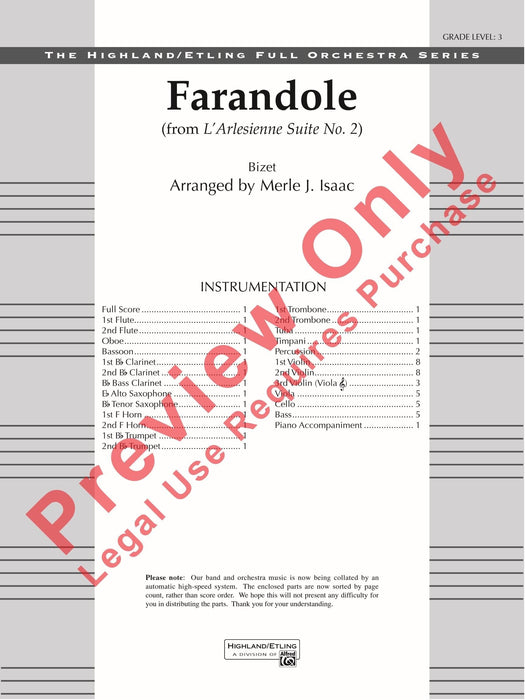Farandole 比才 總譜 | 小雅音樂 Hsiaoya Music