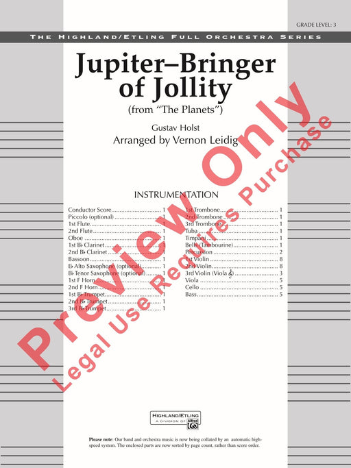 Jupiter--Bringer of Jollity (from The Planets) 霍爾斯特,古斯塔夫 行星 總譜 | 小雅音樂 Hsiaoya Music