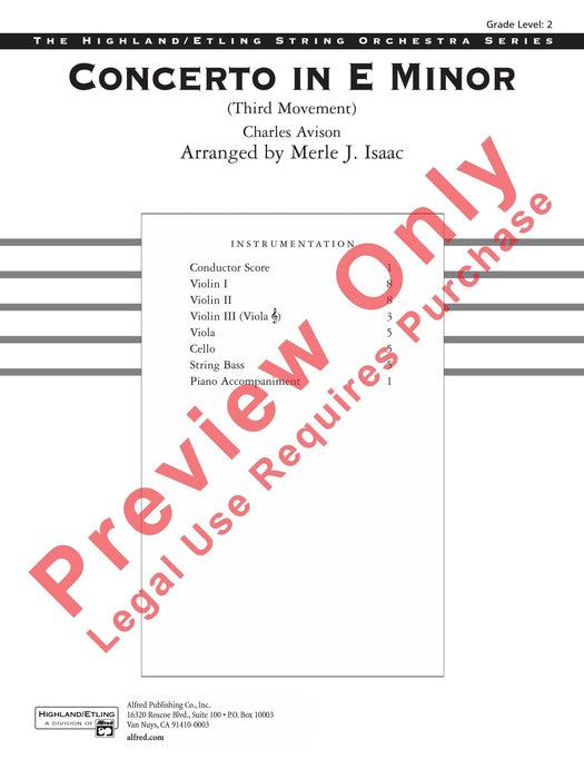 Concerto in E minor 協奏曲 總譜 | 小雅音樂 Hsiaoya Music