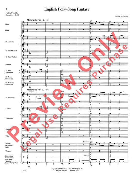 English Folk-Song Fantasy 民謠 總譜 | 小雅音樂 Hsiaoya Music