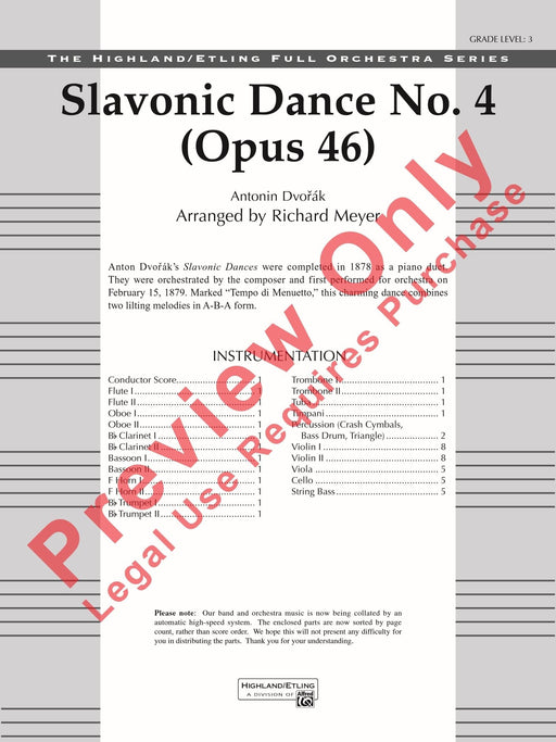 Slavonic Dance No. 4 (Opus 46) 德弗札克 舞曲 作品 總譜 | 小雅音樂 Hsiaoya Music