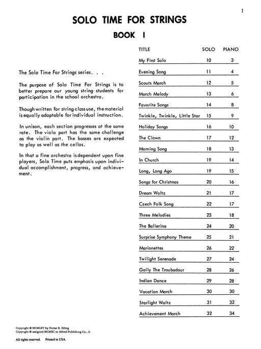 Solo Time for Strings, Book 1 For String Class or Individual Instruction 獨奏 弦樂 | 小雅音樂 Hsiaoya Music