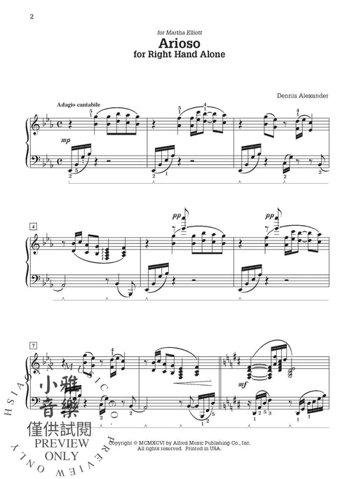 Arioso (for right hand alone) | 小雅音樂 Hsiaoya Music