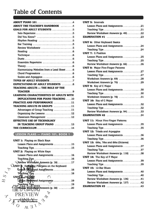 Alfred's Piano 101: Teacher's Handbook for Books 1 & 2 An Exciting Group Course for Adults Who Want to Play Piano for Fun! 鋼琴 | 小雅音樂 Hsiaoya Music