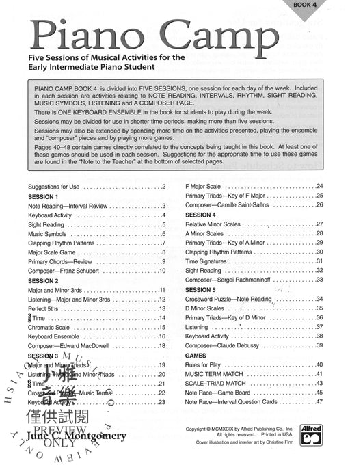 Piano Camp, Book 4 Five Sessions of Musical Activities for the Early Intermediate Piano Student 鋼琴 | 小雅音樂 Hsiaoya Music