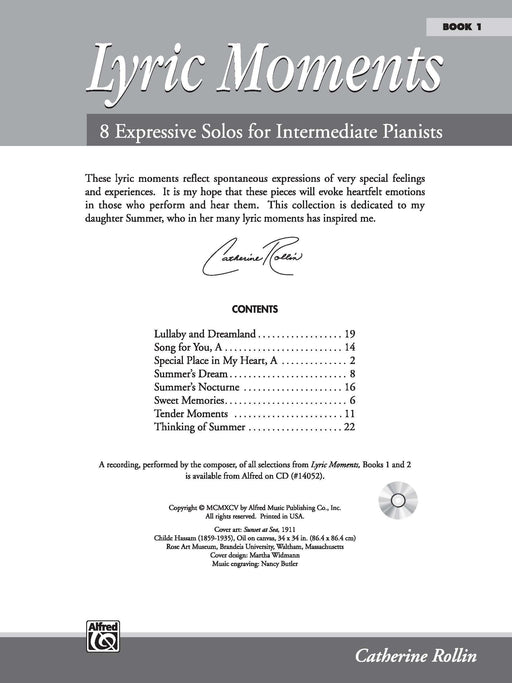 Lyric Moments, Book 1 8 Expressive Solos for Intermediate Pianists 獨奏 | 小雅音樂 Hsiaoya Music