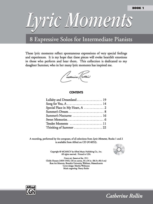 Lyric Moments, Book 1 8 Expressive Solos for Intermediate Pianists 獨奏 | 小雅音樂 Hsiaoya Music