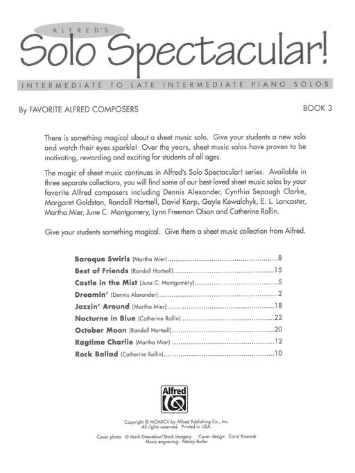 Alfred's Solo Spectacular! Book 3 Intermediate to Late Intermediate Piano Solos 獨奏 鋼琴 獨奏 | 小雅音樂 Hsiaoya Music