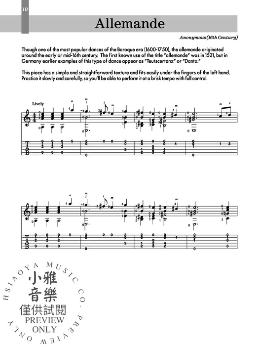 Renaissance for Guitar: Masters in TAB Easy to Intermediate Lute Solos Transcribed for Guitar 吉他 魯特琴獨奏 吉他 | 小雅音樂 Hsiaoya Music