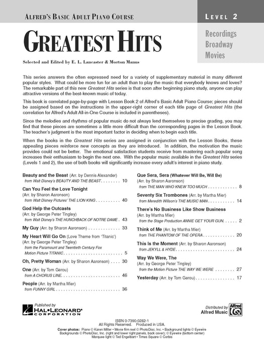 Alfred's Basic Adult Piano Course: Greatest Hits Book 2 鋼琴 | 小雅音樂 Hsiaoya Music