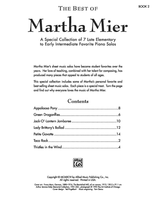 The Best of Martha Mier, Book 2 A Special Collection of 7 Late Elementary to Early Intermediate Favorite Piano Solos 瑪塔 鋼琴 獨奏 | 小雅音樂 Hsiaoya Music