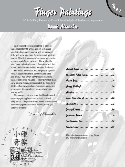 Finger Paintings, Book 1 11 Colorful Early Elementary Piano Solos with Optional Teacher Accompaniments 鋼琴 獨奏 伴奏 | 小雅音樂 Hsiaoya Music