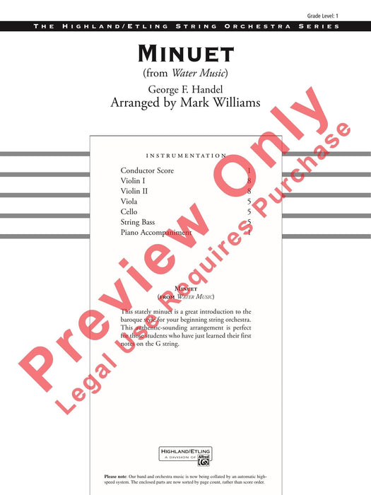 Minuet from Water Music 小步舞曲 水上音樂 總譜 | 小雅音樂 Hsiaoya Music